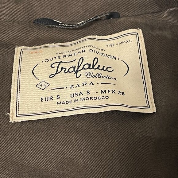 Zara Trafaluc Jacket Womens Small Military Green Camouflage Camo Patch Zip Wool - Picture 4 of 9